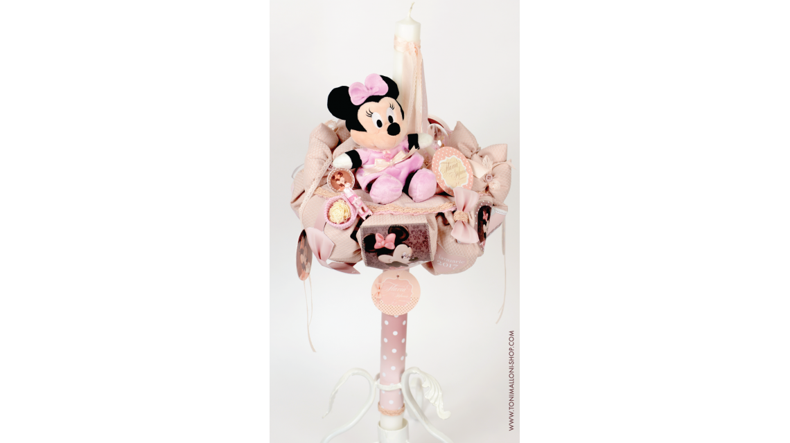 Lumanare de botez pentru fetite cu Minnie Mouse Vintage, 65x4 cm, Lady Minnie  3